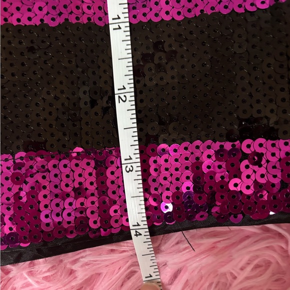 Forever 21 szS pink and black striped sequin skirt with side zipper - Picture 7 of 7